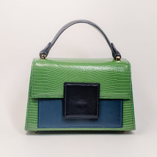 Berry Mini Handbag Green Lizard Embossed by Kubeeka